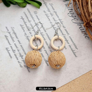 Wooden Vintage Earrings For Women Bohemian Style  Geometric Wood Earrings 2022 Trendy Retro Rattan Earrings Statement Jewelry Alodia Store