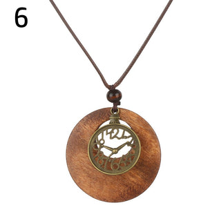Vintage Wooden Bird Pendant Necklaces Boho Ethnic Style Metal Hollow Necklaces Retro Long Sweater Chain Rope Jewelry for Women Alodia Store