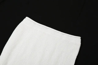 Summer Sexy Low Waist Slim Knitted Solid Skirt Set Long Sleeve Alodia Store