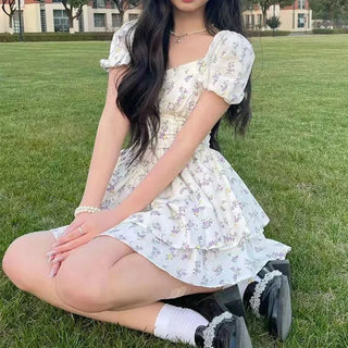 Sundress Kawaii Lovely Aesthetic Floral Dress - Alodia Store