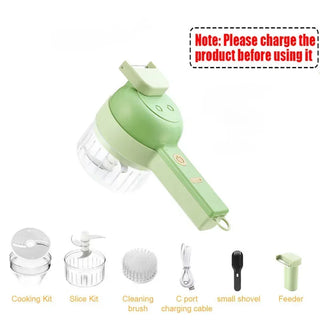 4in 1 Electric Food Processor USB Rechargeable Handheld Vegetable Slicer Multifunctional - Alodia Store