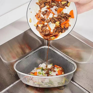 1pc Stainless Steel Triangle Sink Drain Basket Kitchen Triangle Filter Basket Fruit and Vegetable Storage Drain Rack Basket Alodia Store