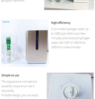Bluevida 99.99% High Purity Hydrogen Inhalation Machine Low Noise Make Hydrogen Water H2 Inhalation Generator SPE/PEM 150ml/m alodia store