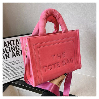 Female Square Tote Crossbody Bag Aesthetic Velour Elegant Alodia Store