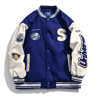 American Harajuku Blue Student Baseball Men's Coat Alodia Store