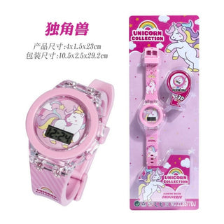 Disney Kid Cartoon Glowing Watch Marvel Spider-Man Boy Unicorn Princess Elsa Flash Electronic Digital Student Toy Clock Relogio Alodia Store