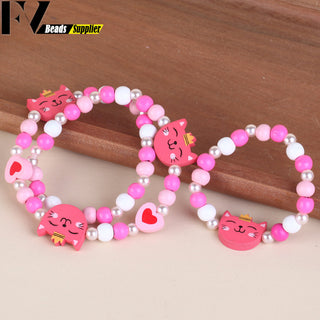33 Style Colorful Wooden Cute Animal Flower Cartoon Children's Necklace Bracelet Girl's Child Jewelry Kids Toys Birthday Gifts Alodia Store