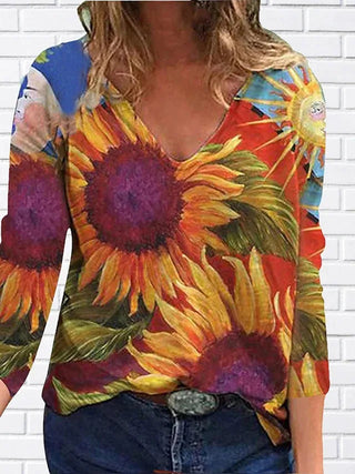 Women 2022 Autumn Trendy New Longsleeve Casual Personalized Cute V-Neck Tops Plus Size XS-8XL Alodia Store