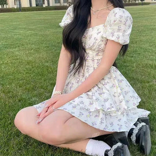 Sundress Kawaii Lovely Aesthetic Floral Dress - Alodia Store