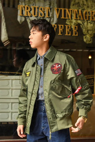 TOP GUN CWU-36P Spring Patched Military Style Bomber Pilot Flight Thin Coat Windbreaker Jacket Alodia Store