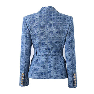 Geometric Pattern Denim Jackets Alodia Store