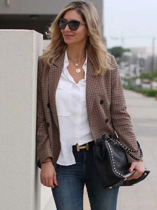 SLTNX TRAF Fashion Plaid Women's Blazers Alodia Store