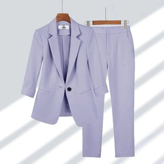 Women's Summer Thin Fashion Suit Jacket Pants Two-piece Alodia Store