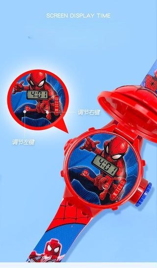 Disney Kid Cartoon Cool Ptojectio Watch Marvel Spider-Man Boy Unicorn Princess Elsa Flash Electronic Digital Student Toy Clock Alodia Store