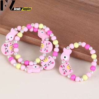 33 Style Colorful Wooden Cute Animal Flower Cartoon Children's Necklace Bracelet Girl's Child Jewelry Kids Toys Birthday Gifts Alodia Store