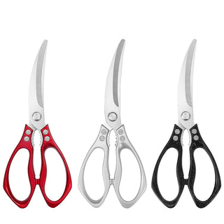 Stainless Steel Korean Barbecue Scissors Kitchen Multi-functional Anti Slip Serrated Scissors Thickened Chicken Steak Scissors Alodia Store