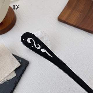 Traditional Wooden Black Hair Sticks Chinese Style Hairpins Carved Wood Hair Fork Vintage Chop Stick Headwear For Women Jewelry Alodia Store