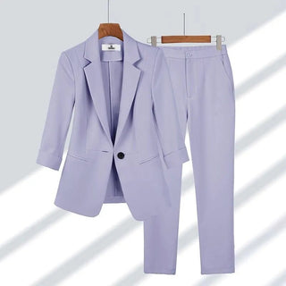 Women's Summer Thin Fashion Suit Jacket Pants Two-piece Alodia Store