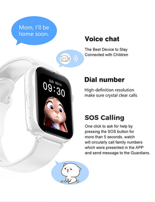 Kids 4G Smart Watch SOS GPS Location Tracker Sim Card Video Call WiFi Chat Camera Flashlight Waterproof Smartwatch Alodia Store