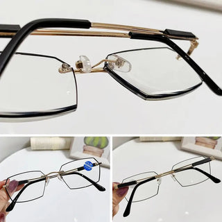 Anti-Blue Light Reading Glasses Metal High Definition Frame Eye Protection Ultra Light Office Eyeglasses Eyewear For Men Women Alodia Store