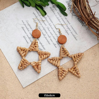 Wooden Vintage Earrings For Women Bohemian Style  Geometric Wood Earrings 2022 Trendy Retro Rattan Earrings Statement Jewelry Alodia Store