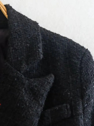 Fashion Women Beige Tweed Blazer Jacket For Office Lady Alodia Store