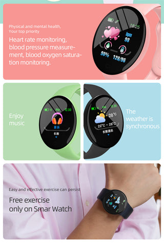 D18 Pro Smart Watch Men Women Bluetooth Fitness Tracker Bracelet Sport Heart Rate Blood Pressure Kids Smartwatch for IOS Android Alodia Store