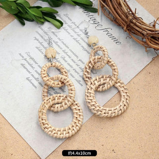 Wooden Vintage Earrings For Women Bohemian Style  Geometric Wood Earrings 2022 Trendy Retro Rattan Earrings Statement Jewelry Alodia Store
