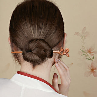 Chinese Wood Hair Sticks Hair Barrettes Red Sandalwood Rabbit Clips Vintage Style Hairpin Accessories for Women Bun Maker ML Alodia Store