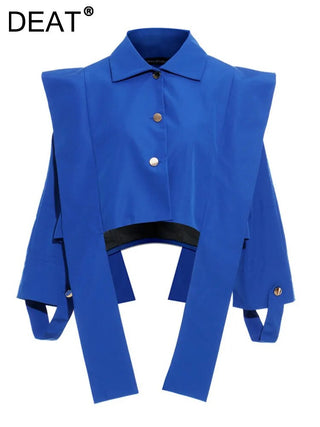 DEAT 2023 Autumn Women's Coat New Fashion Turn-down Collar Solid Alodia Store