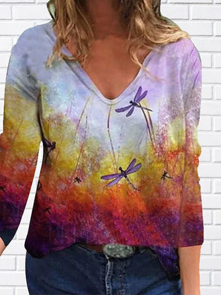 Women 2022 Autumn Trendy New Longsleeve Casual Personalized Cute V-Neck Tops Plus Size XS-8XL Alodia Store