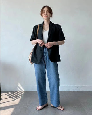 Cotton Linen Short-sleeved Coat Loose Alodia Store