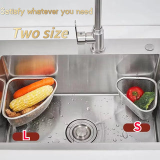 1pc Stainless Steel Triangle Sink Drain Basket Kitchen Triangle Filter Basket Fruit and Vegetable Storage Drain Rack Basket Alodia Store