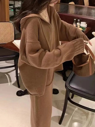 2 Piece Women Knitted Sweater Suits Winter Fashion Korean Alodia Store