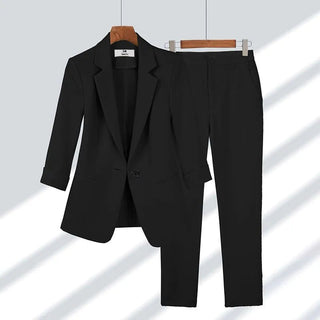 Women's Summer Thin Fashion Suit Jacket Pants Two-piece Alodia Store