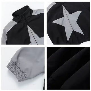 Spring Bomber Jacket Men Women Vintage Star Pattern Harajuku Alodia Store