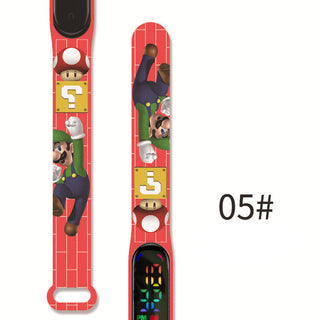 Super Mario children‘s Watch Cartoon Anime Character Luigi Luminous Bracelet Watch LED Touch Waterproof Sports kids watch gifts Alodia Store