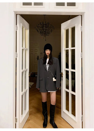 Black Long Sleeved Suit Jacket Alodia Store