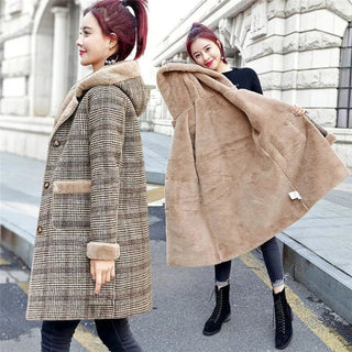 Thick Keep Warm Jacket Medium Long Hooded Wooden Coat Alodia Store