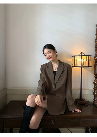 Black Long Sleeved Suit Jacket Alodia Store