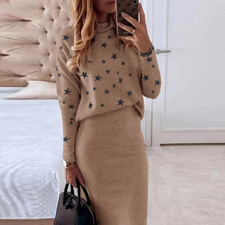 Autumn Winter Women's Knitted Sweater Skirt Two Piece Set Women Alodia Store