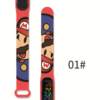Super Mario children‘s Watch Cartoon Anime Character Luigi Luminous Bracelet Watch LED Touch Waterproof Sports kids watch gifts Alodia Store