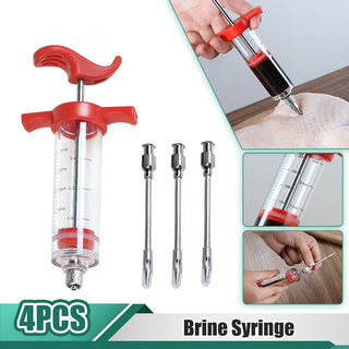 Flavor Needle BBQ Meat Syringe Marinade Injector Pork Steak Meat Sauces Syringes With 3 Stainless Steel Needles Kitchen Tools Alodia Store