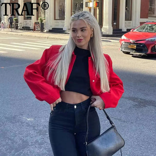 TRAF Cropped Jacket Woman Office Wear Alodia Store