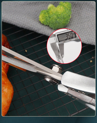 Stainless Steel Korean Barbecue Scissors Kitchen Multi-functional Anti Slip Serrated Scissors Thickened Chicken Steak Scissors Alodia Store