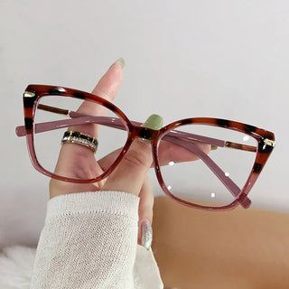 Women Cat Eye Plain Glass Spectacles Stylish Computer Glasses Anti Blue Light Luxury Optical Frame Fashion Eyewear for Ladies Alodia Store