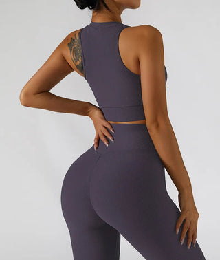 Chest Zipper Yoga Suit Women's Tracksuits Seamless Gym Workout Clothes 2 PCS Sexy Sportswear High Waist Leggings Bra Sports Set Alodia Store