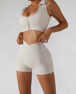 Chest Zipper Yoga Suit Women's Tracksuits Seamless Gym Workout Clothes 2 PCS Sexy Sportswear High Waist Leggings Bra Sports Set Alodia Store