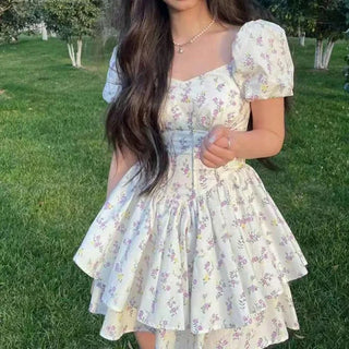 Sundress Kawaii Lovely Aesthetic Floral Dress - Alodia Store