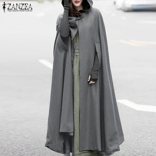 ZANZEA Women Poncho Winter Hooded Open Front Alodia Store